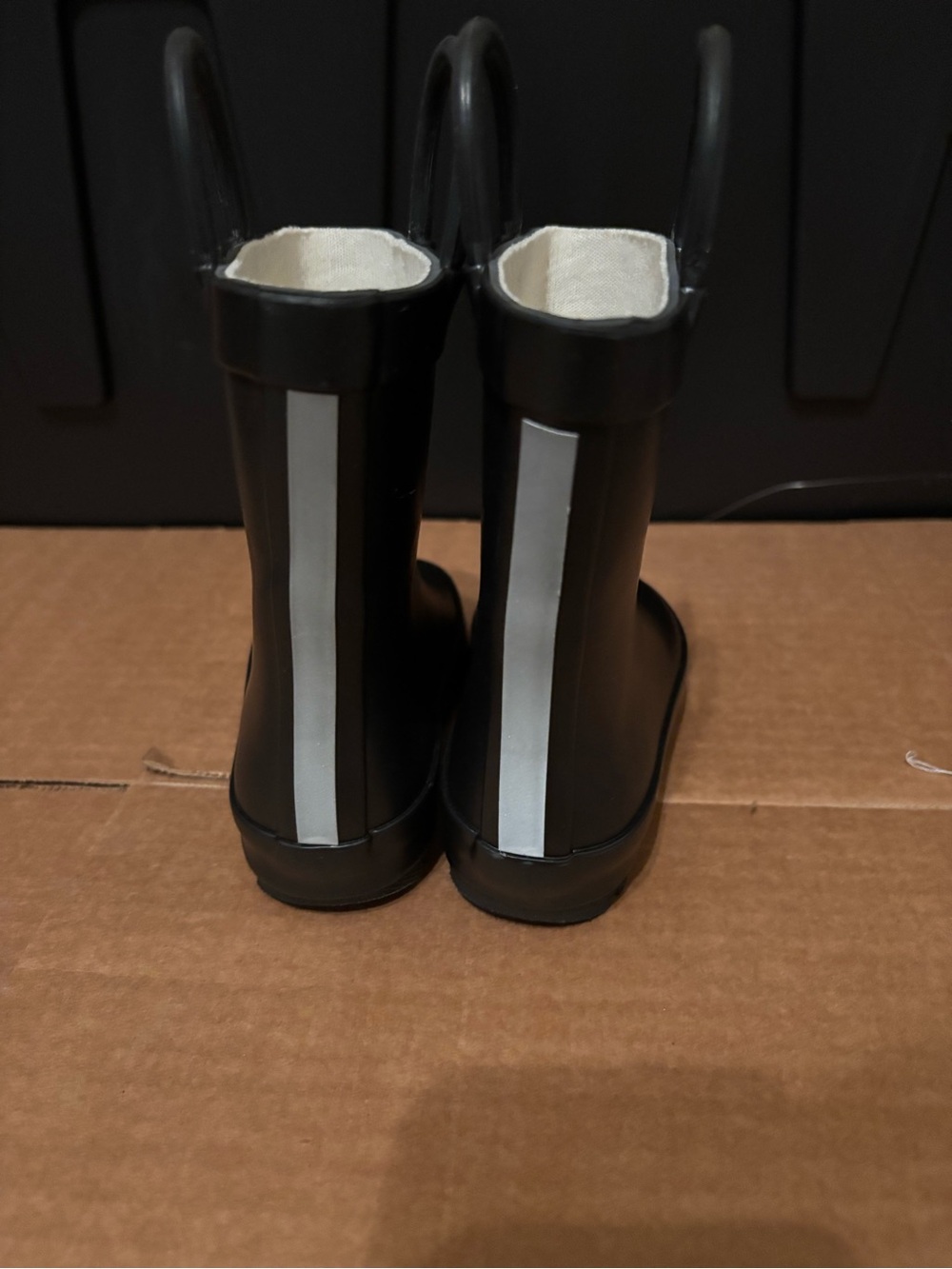 Black Kids Rain Boots with Reflective Stripe